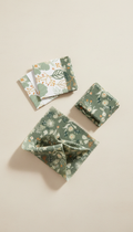 Deep sage floral print beeswax wrap pack